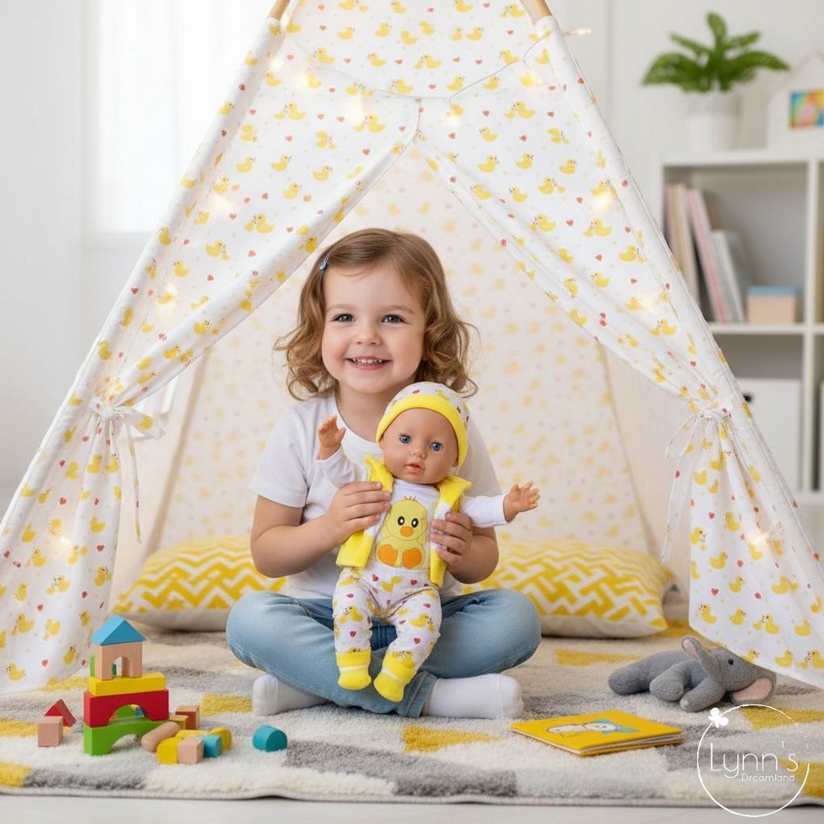Poppenkleertjes voor babypop 43 cm - Gele eend set - In cadeauzakje - Poppenkleding geschikt voor o.a. Baby Born pop — afbeelding 11