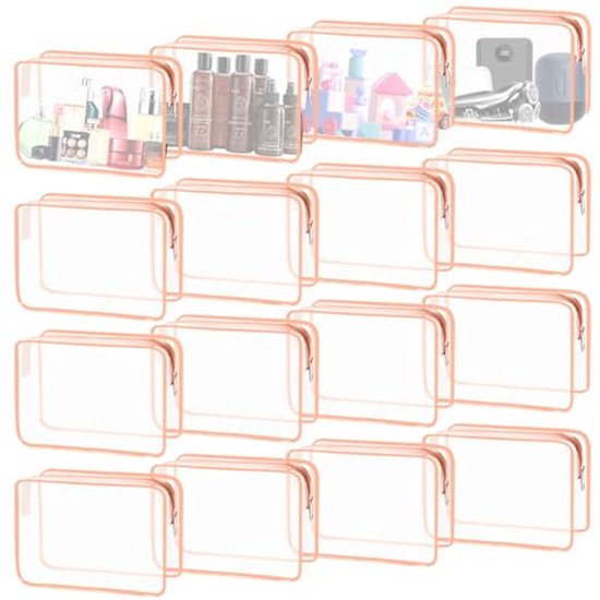 Transparante cosmetica tas, PVC toilettas 5 stuks waterdicht reiscosmetica set met ritssluitingen voor mannen en vrouwen reizen winkelen vakantie bad organiseren, wit, Eén maat