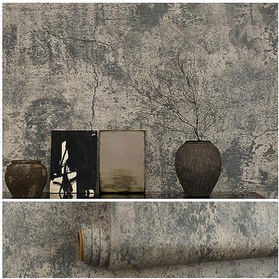 Zelfklevende Betonlook Plakfolie voor Muren en Meubels – Vintage Industrieel Behang – Waterdicht en Afneembaar 40 cm x 300 cm