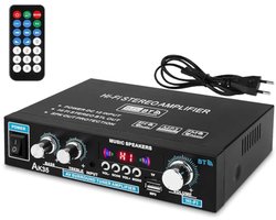 2-kanaals mini hifi stereo versterker met digitale eindversterker en bas/tone regeling voor pc en thuisbioscoop