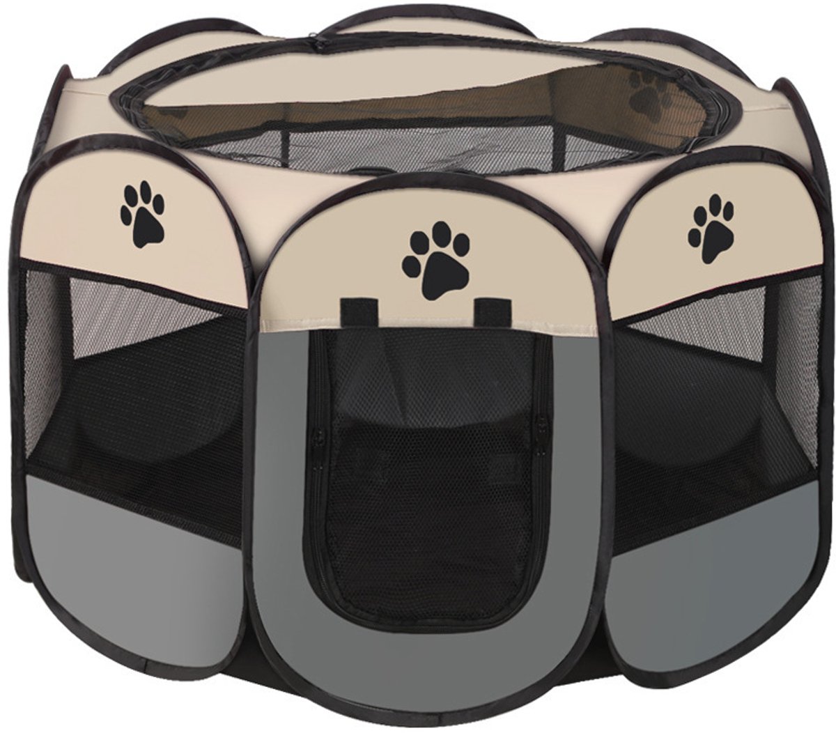Kattenhok [Maat L]- opvouwbaar - Kattenhuis - Voordeur Met Rits - Kattenkooi - Voor Binnen en Buiten - grijs-Hondenhuis- 114*114*58
