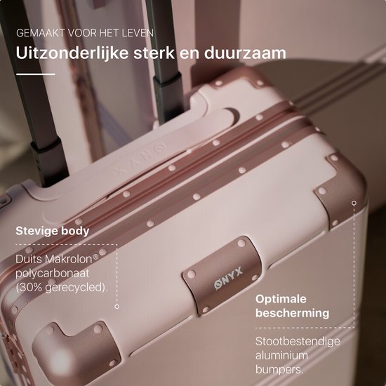 ONYX Hybrid Pro Check-in Koffer Medium 70 Liter - Gerecycled Polycarbonaat en Ritsloos Design - Reiskoffer met TSA slot en Spinner wielen - Candy Pink