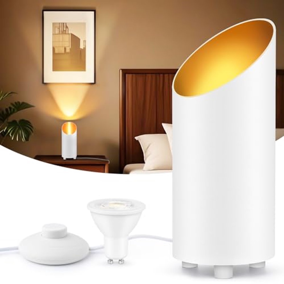 LED Uplight Vloerlamp IP44 Waterdicht 6W 600 LM Aluminium Binnenverlichting met Voetenschakelaar voor Indirecte Verlichting GU10 Lamp 2700K Warm Wit