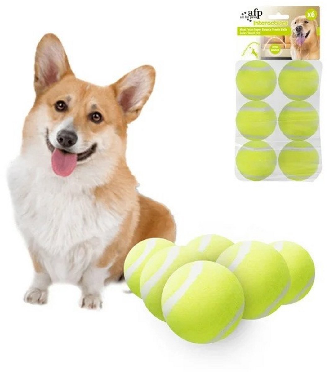 RSB Sports - 6 x kleine tennisballen voor honden, hondenspeelgoed, geschikt voor de automatische balwerpmachine voor honden, 6 x 5 cm
