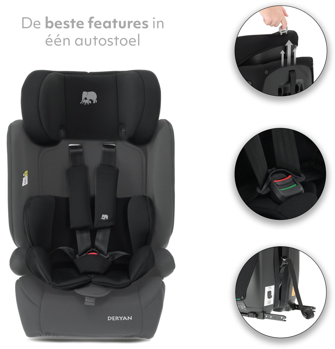 Deryan Carter Luxe i-Size Isofix Autostoel - 76-150cm - Zwart thumbnail 3