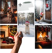 Grand X - Kerstkaart - Honden - 5 Kaarten - Inclusief Enveloppen - A6 Formaat - Kerstkaarten Met Enveloppen