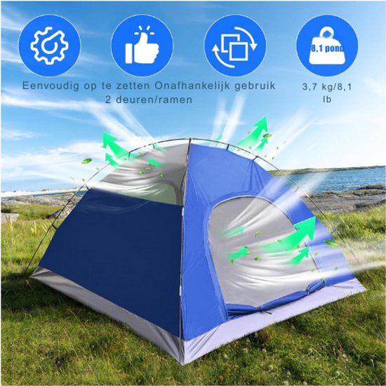 Automatische Pop-Up Kampeertent – 2/3/4/6 Persoons Waterdichte Draagtbare Koepeltent – Anti-UV Strandtent En Snelle Opzet Tent Voor Camping, Vissen En Outdoor Activiteiten — afbeelding 5