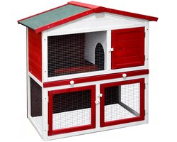 Konijnenhok met ren - hok voor konijn cavia knaagdieren - kooi voor dieren - dierenverblijf - geschikt voor binnen en buiten