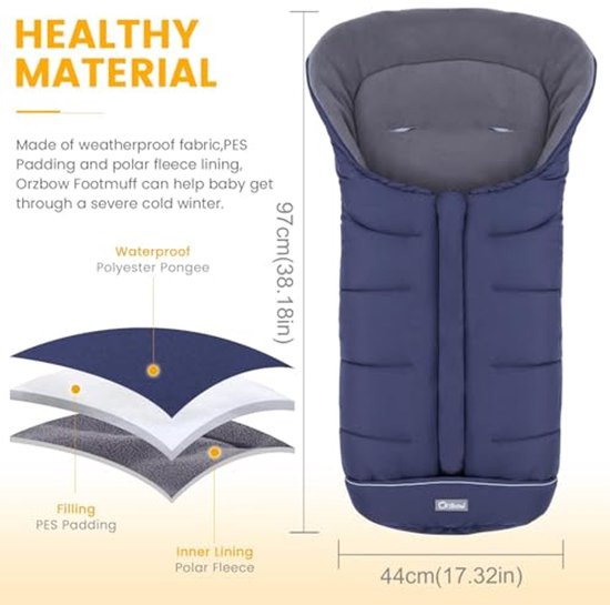 Universele Voetenzak voor Kinderwagens - Waterdicht, Winddicht en Warme Fleece Voering voor Pasgeborenen - Ideaal voor Winter van Merkloos — afbeelding 3
