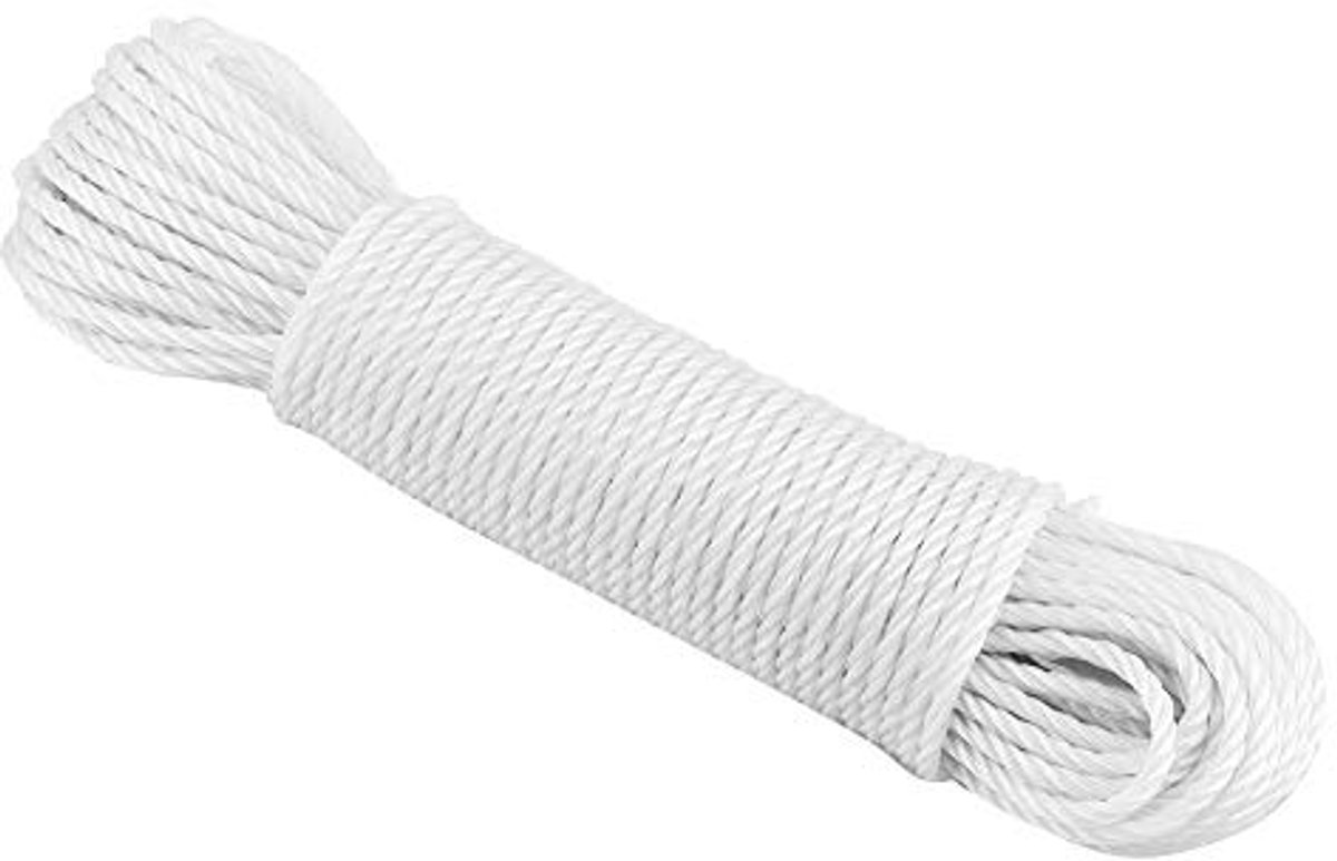 Nylon Waslijn 20m voor Huis, Tuin en Camping - Wit