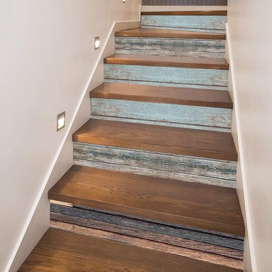 Candala Escabeaux Feuille décorative en vinyle pour marches d'escalier aspect bois, autocollants d'escalier vintage auto-adhésifs, revêtement de marche d'escalier en feuille d'escalier grain de bois vintage
