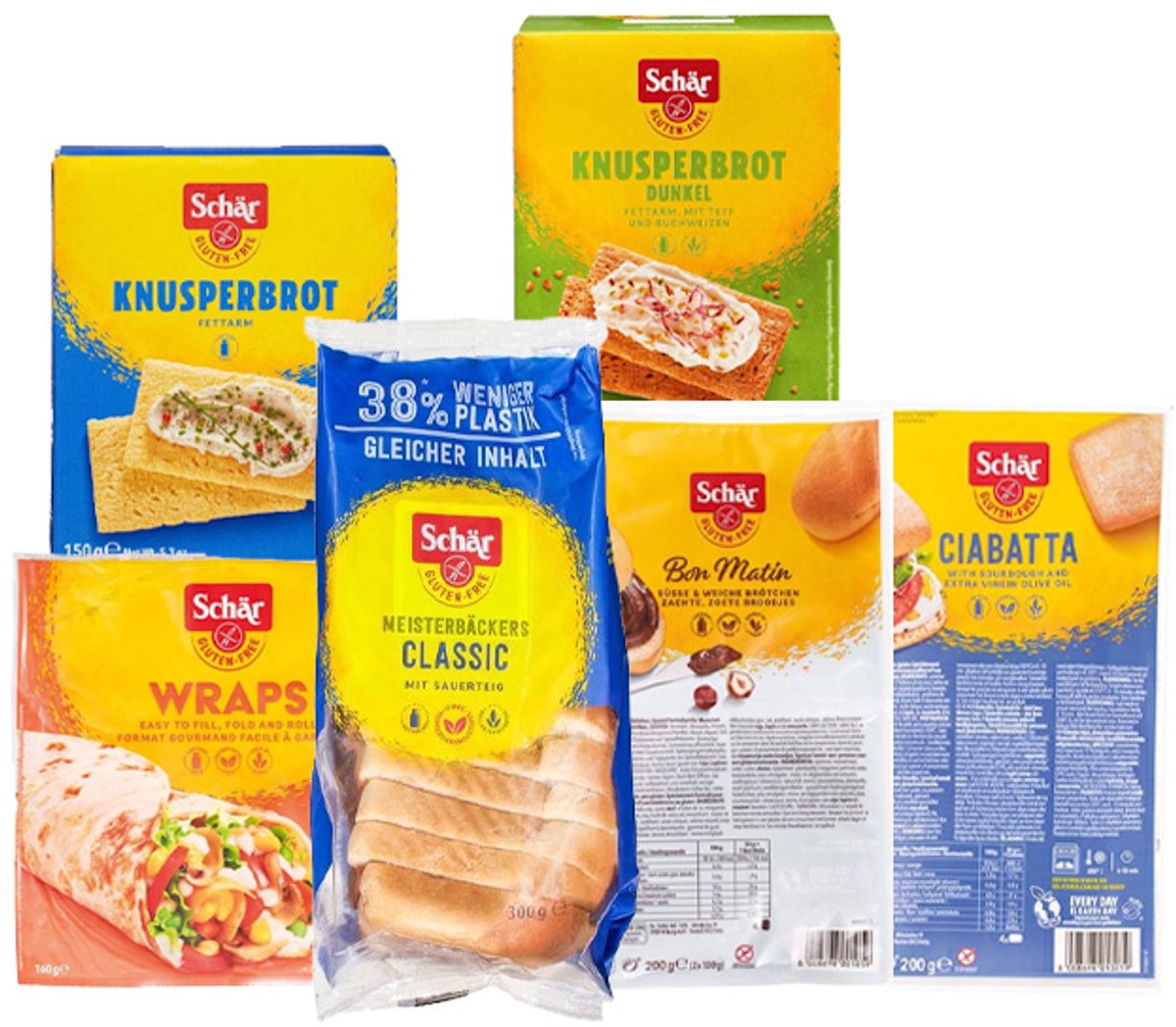 Schär | Mix Brood & Crackers | Glutenvrij | 1135g | Eiwitrijke voeding | Koolhydraatarme Crackers