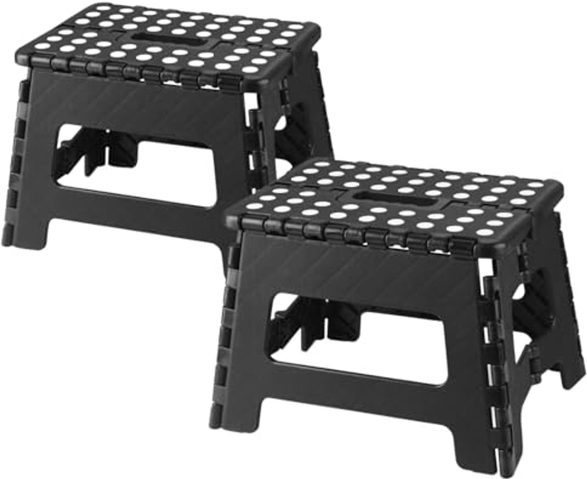 Image of 2 Pack Opvouwbare Opstapkruk voor Kinderen - Zwart