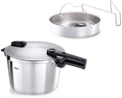 Fissler Vitaquick Snelkookpan - hoge druk pan - met stoominzet en driepoot - 8liter - diameter 26 - Vitaquick Premium Fissler