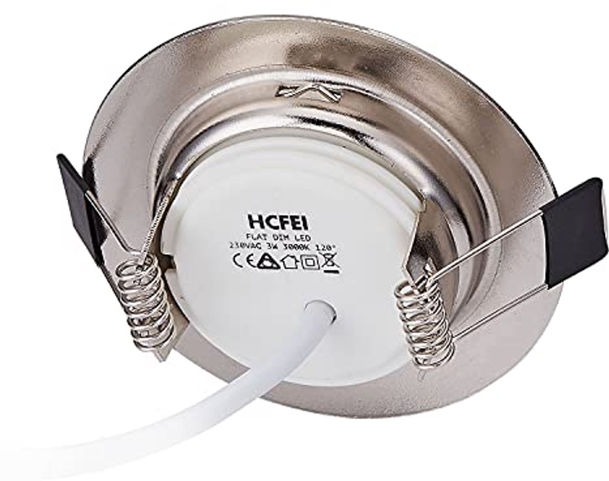 Set van 3 dimbare led-inbouwspots - Super vlak, 3W, 120° stralingshoek, warm wit 3000K
