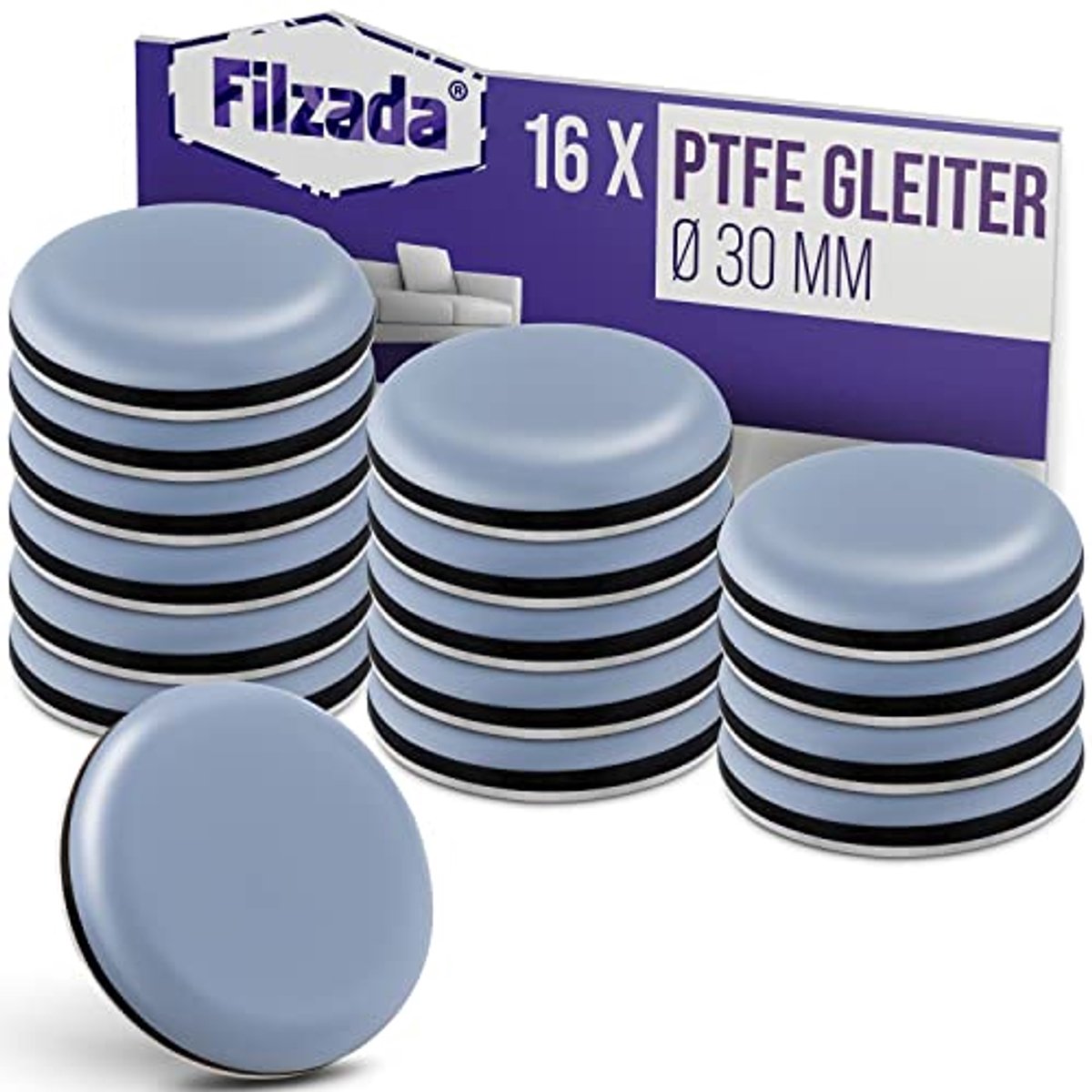 Zelfklevende Teflon meubelglijders - Ø 30 mm - Professionele tapijtglijders