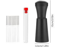 Afneembare koffiedispenser van aluminium, espressodispenser met standaard en 7 naalden 0,35 mm, koffienaalddispenser voor barista's (extra 3reservaalden)
