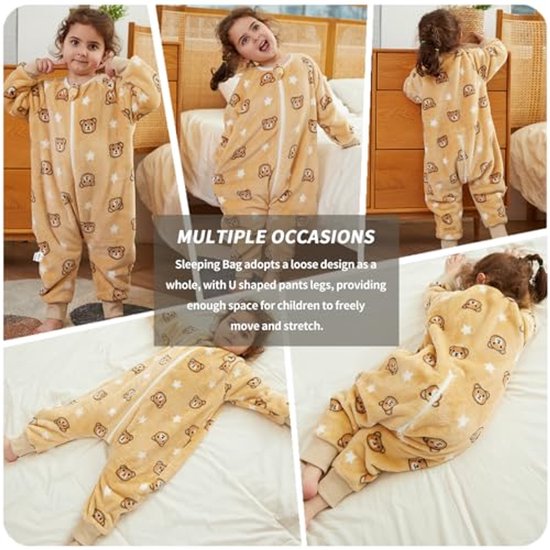 Slaapzak met Voeten voor Baby's en Kinderen - Winter Flanellen Pyjama Jumpsuit 0-6 Jaar van slaapzak-met-voeten — afbeelding 4