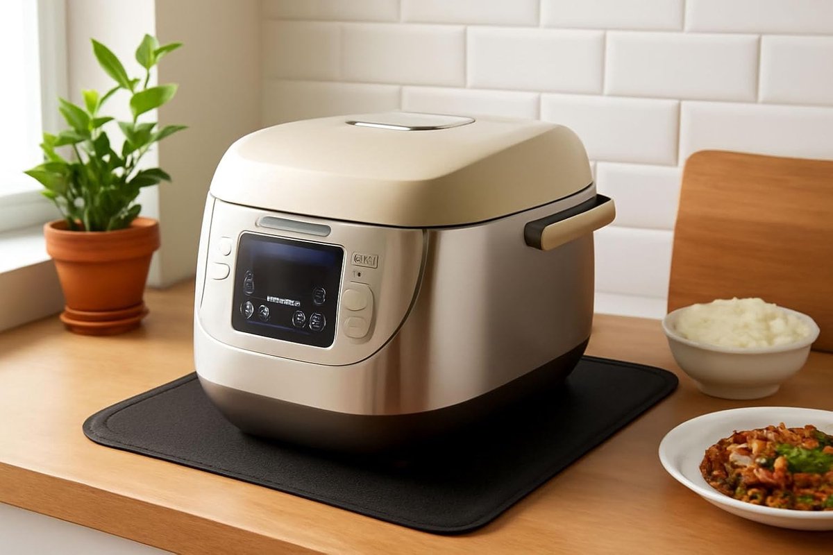 Candala Vuurvaste onderlegger, 60 x 40 cm, hittebestendige mat voor airfryer, heteluchtfriteuse, koffiezetapparaat, antislip siliconenmat met glasvezelbescherming voor keukenwerkblad, oven, grill