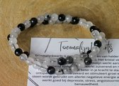 Toermalijn in Kwarts armband met 6mm kralen - edelstenen - Perfect cadeau voor mannen en vrouwen - Inclusief uitleg - Spiritueel - Black Tourmaline - Angst - Tegen straling - Ontspanning - Aarding - Stress - 100% NATUURLIJK