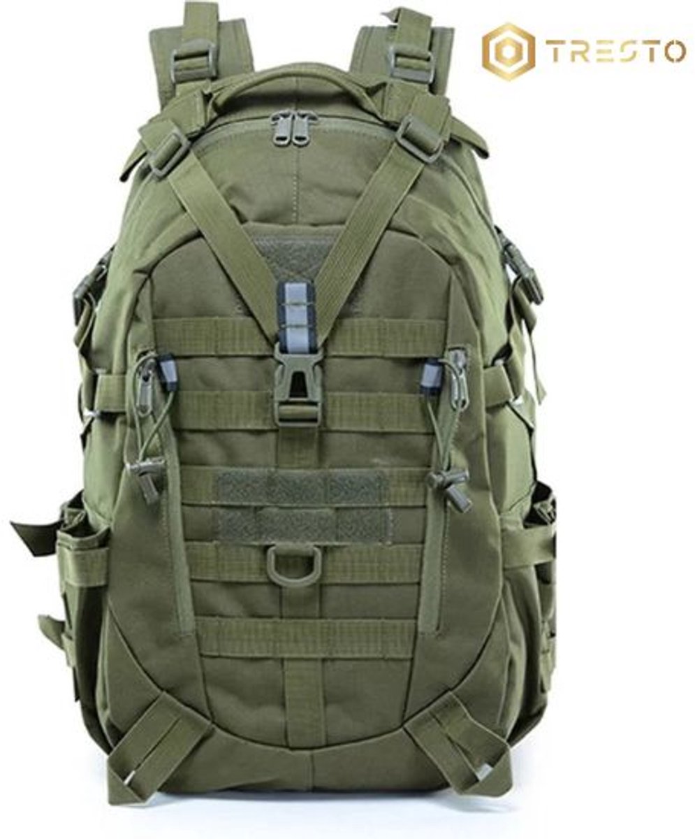 TRESTO - Rugzak – Rugtas - 40L Militaire Backpack – Waterdicht & Duurzaam – Geschikt voor Reizen, Wandelen, Kamperen & School – Legergroen – Unisex (Dames & Heren)