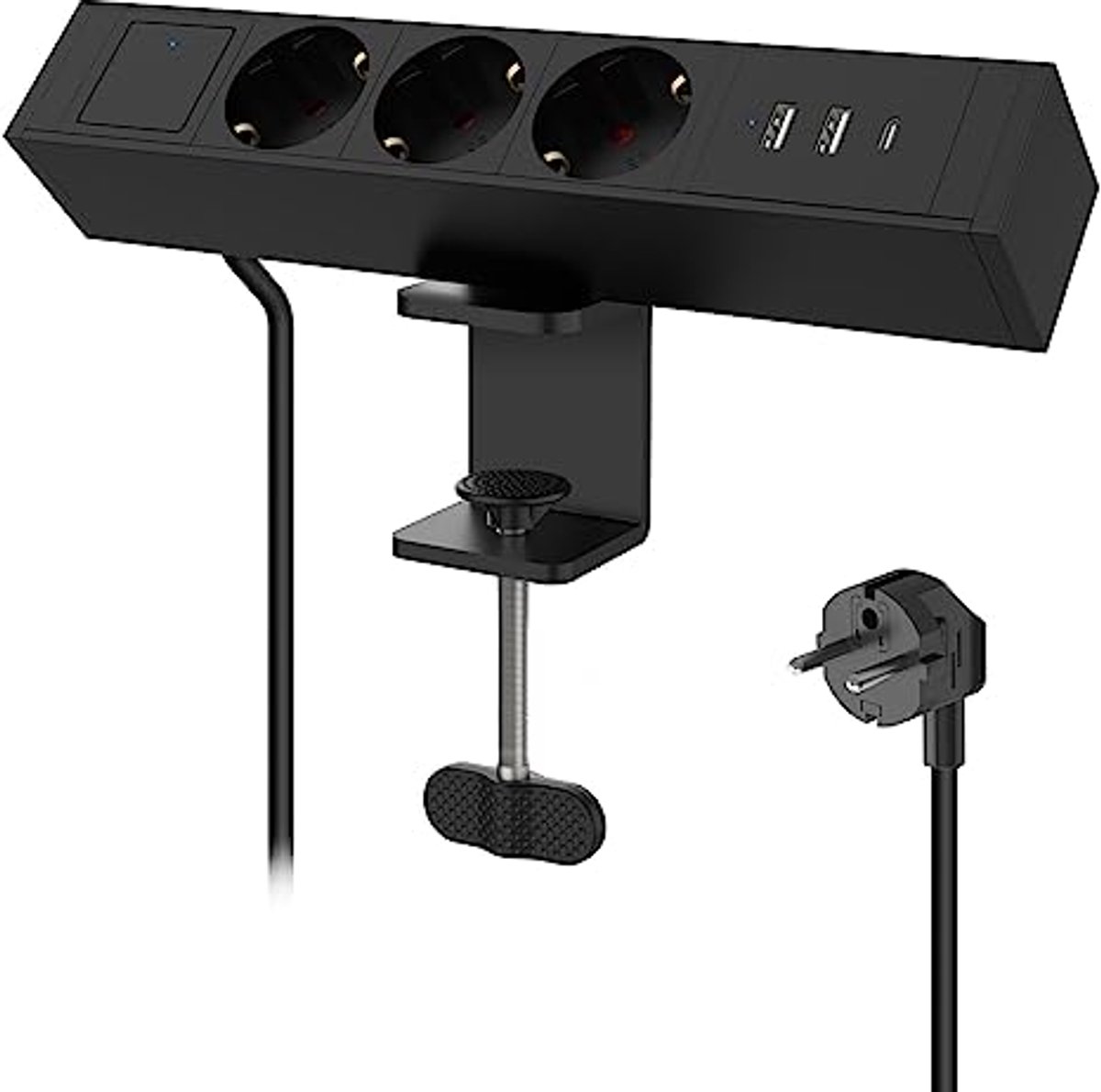 Bureau stopcontact met USB C-poort en schakelaar - Meervoudige verlengstekker met 1,8m kabel
