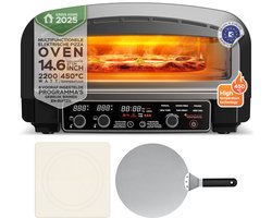 TurboTronic PO14 Elektrische Pizza Oven – Slimme Pizzaoven tot 400 °C – Zwart