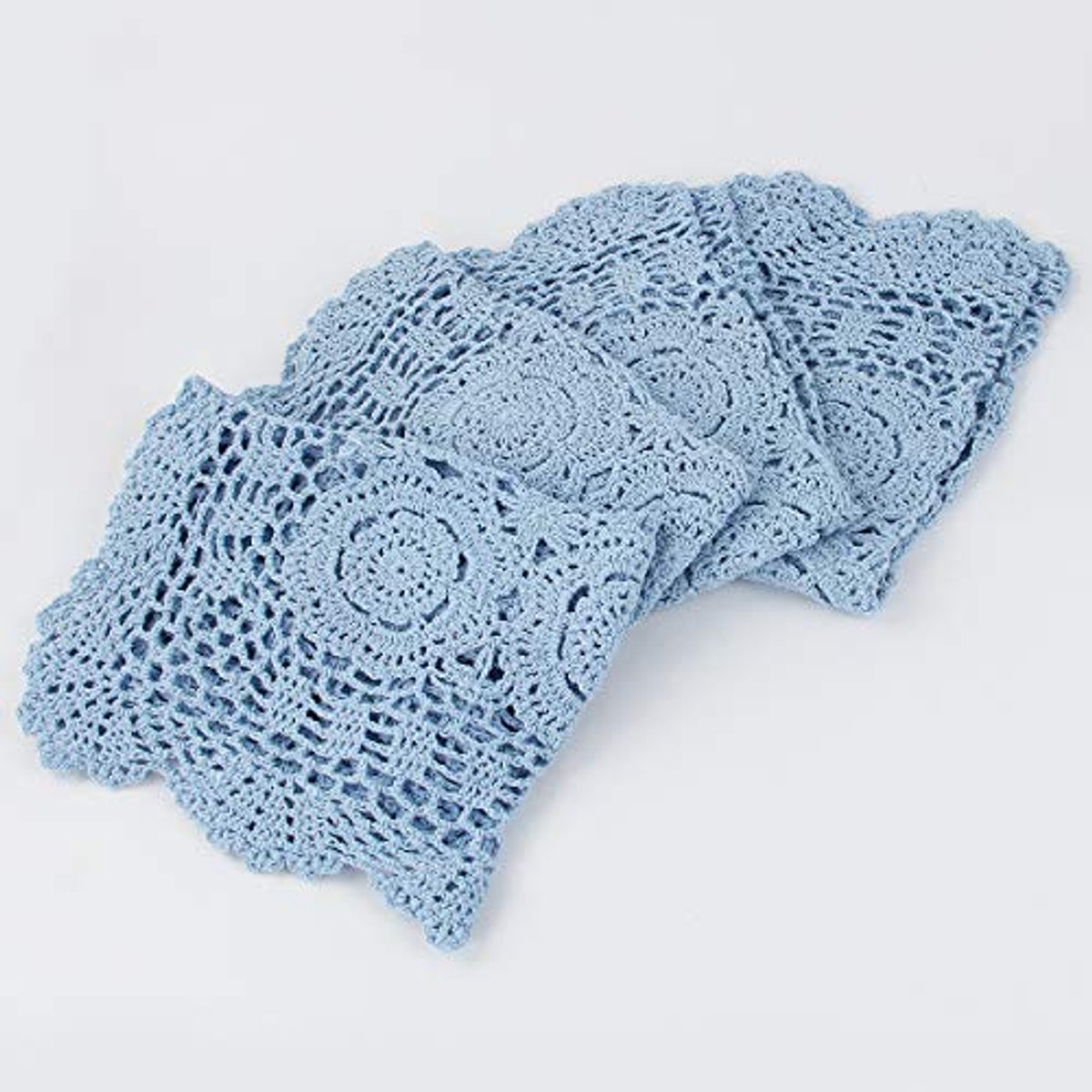 Handgemaakte Gehaakte Katoenen Tafel Placemats en Doilies Set van 4 – Blauw
