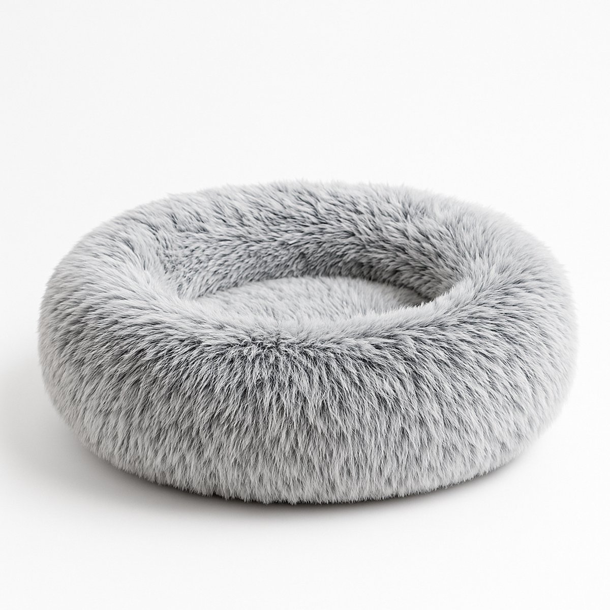 Donut Hondenmand -100cm (ligvlak van 80cm)- Kattenmand - Gemêleerd grijs - Fluffy en Wasbaar