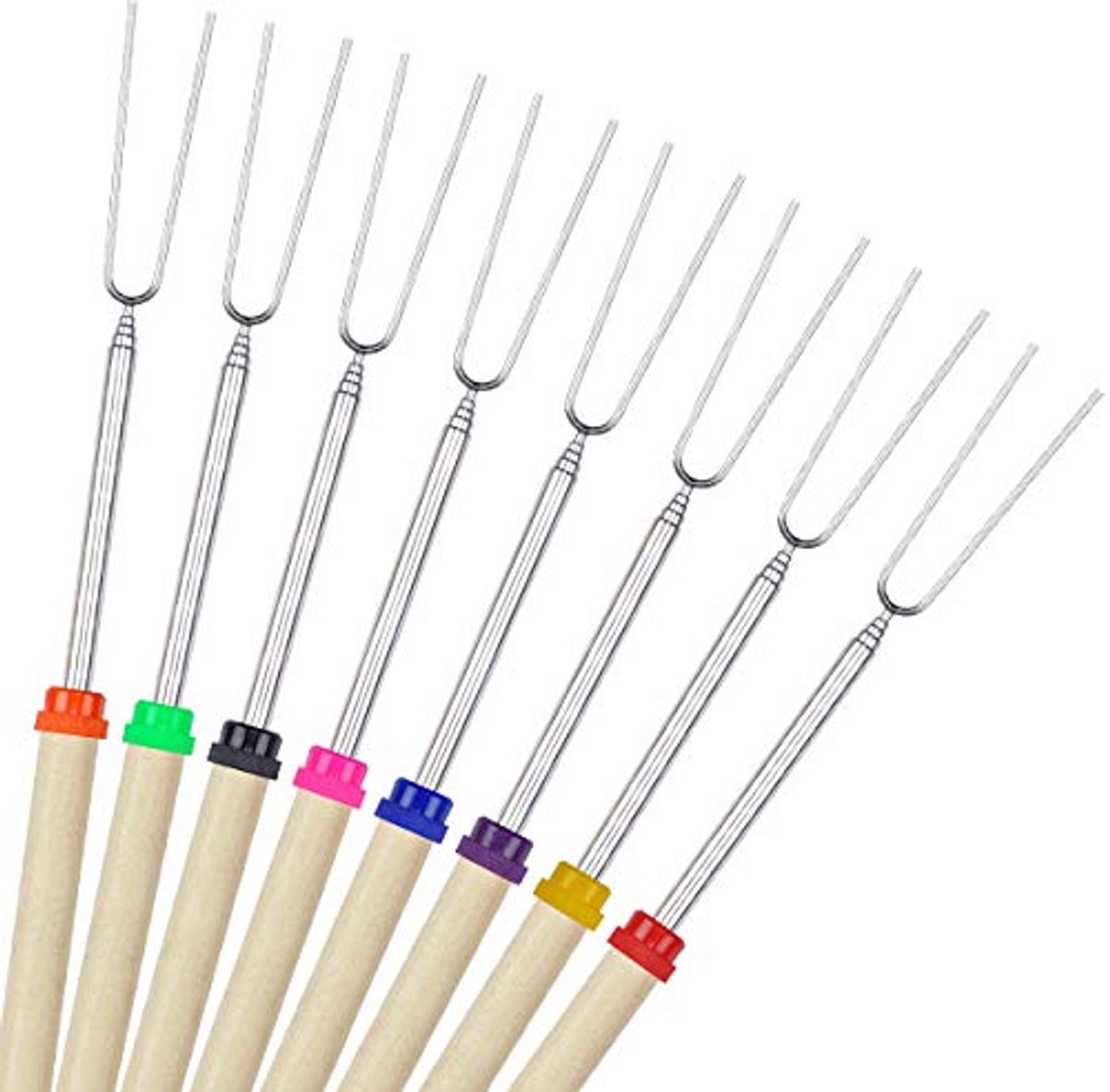 Telescopische BBQ Rooststok Set van 8 - Perfect voor Marshmallows en Hotdogs