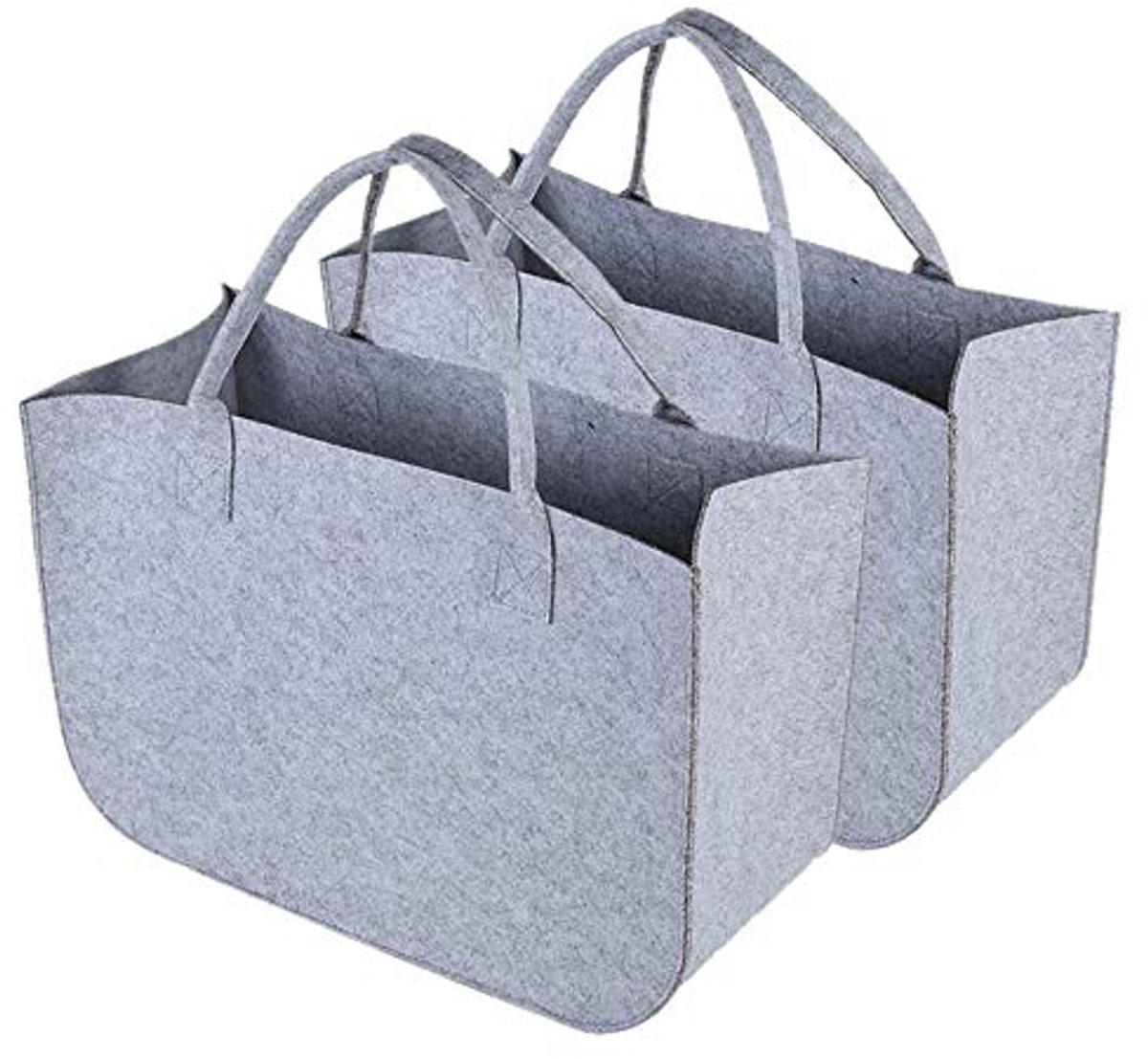 Grote grijze boodschappen- en opbergtas 2-pack