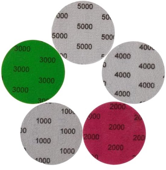 OBA 100 stuks schuurschijvensets 125 mm klittenband voor haakse slijper en excentrische schuurmachine 2 M14 schuurschijven 2 schachtmet, schuurpapier voor hout, metaal en verf