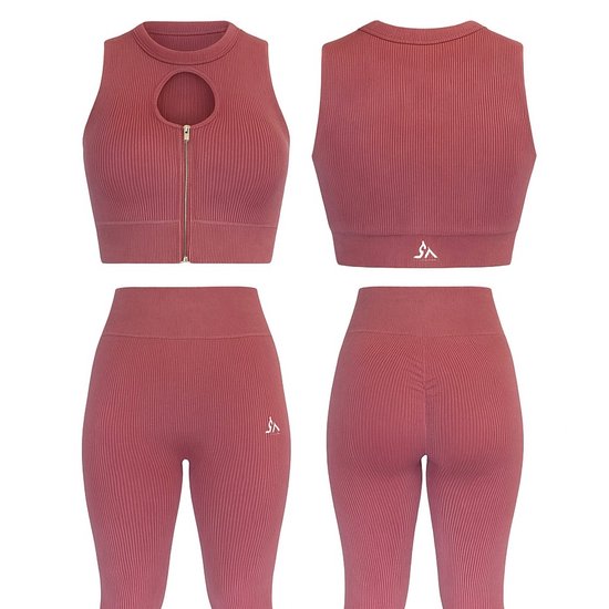 Ensemble de sport femme - leggings de sport - Yoga - Pilates - Décontracté - tenue de sport femme - L rose