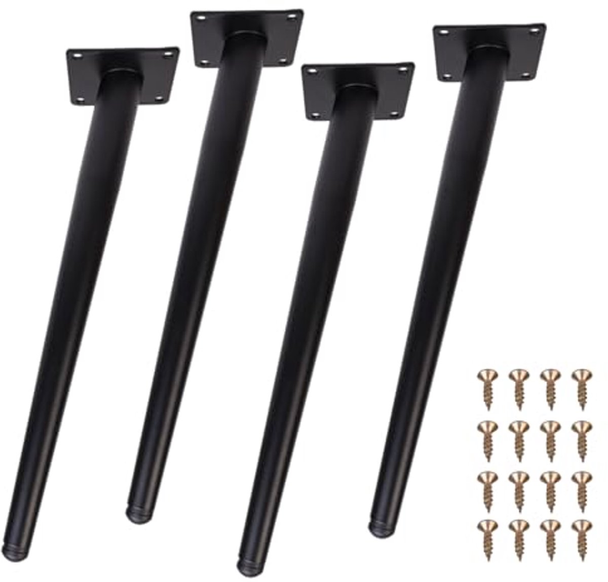 Zwarte Metalen Tafelpoten - Schuine en Kegelvormige Meubelpoten voor Dressoirs, Banken en Stoelen - 4 Stuks 35cm