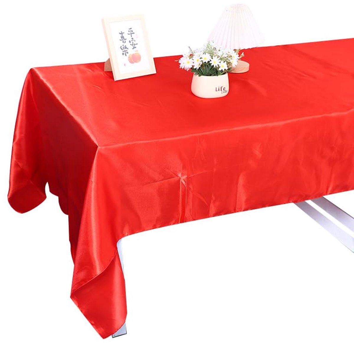 Elegante satijnen tafelkleed voor bruiloften en evenementen - Rood 228 x 335 cm