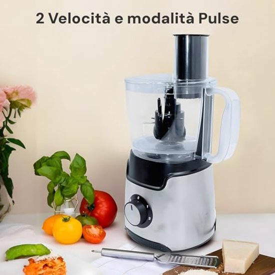 Multifunctionele keukenmachine 1,25L - 750W met 7 functies - handmatig snijden, hakken, raspen, kneden en meer van Merkloos — afbeelding 4