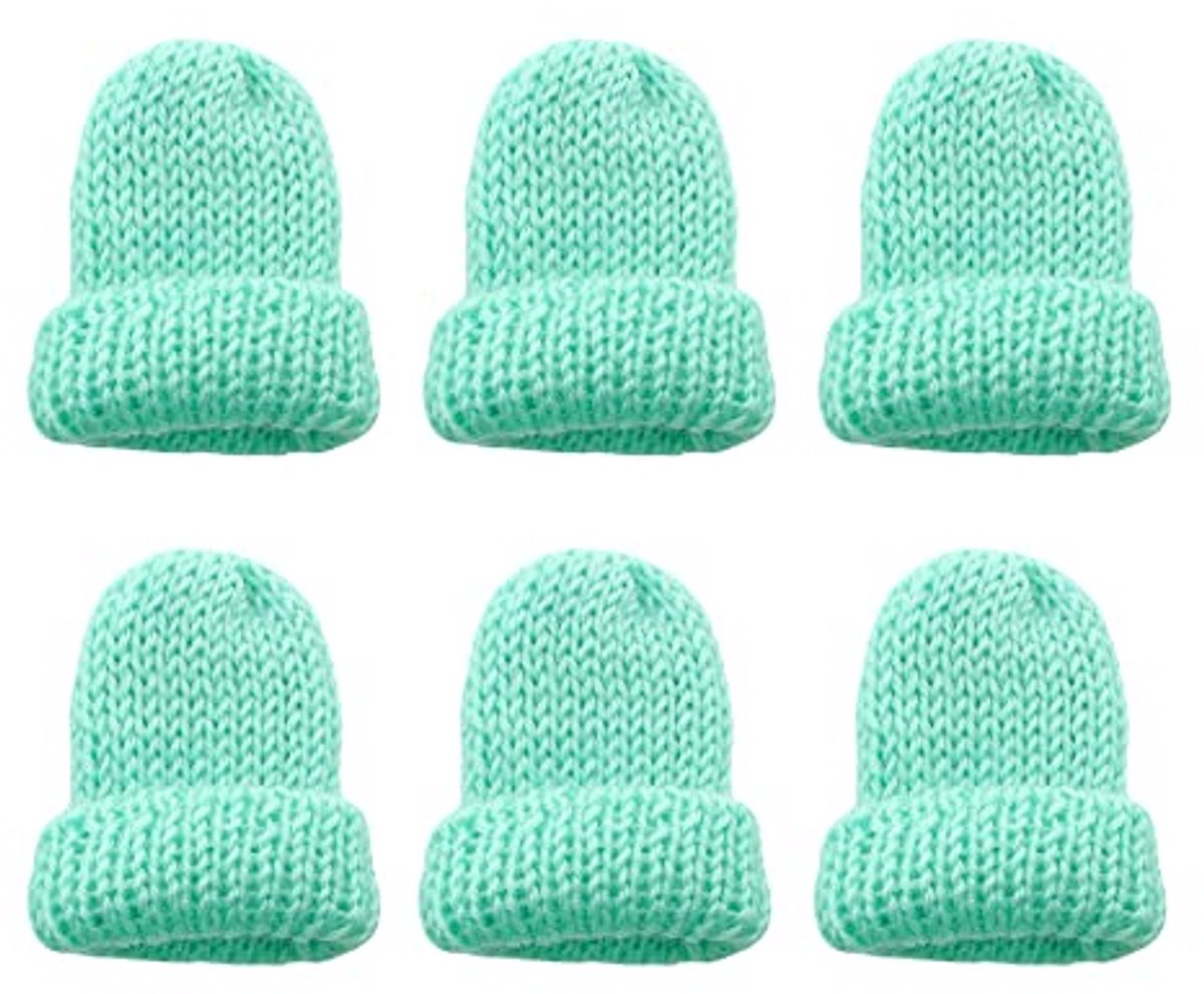 Set van 6 gebreide eierwarmers voor een gezellig ontbijt