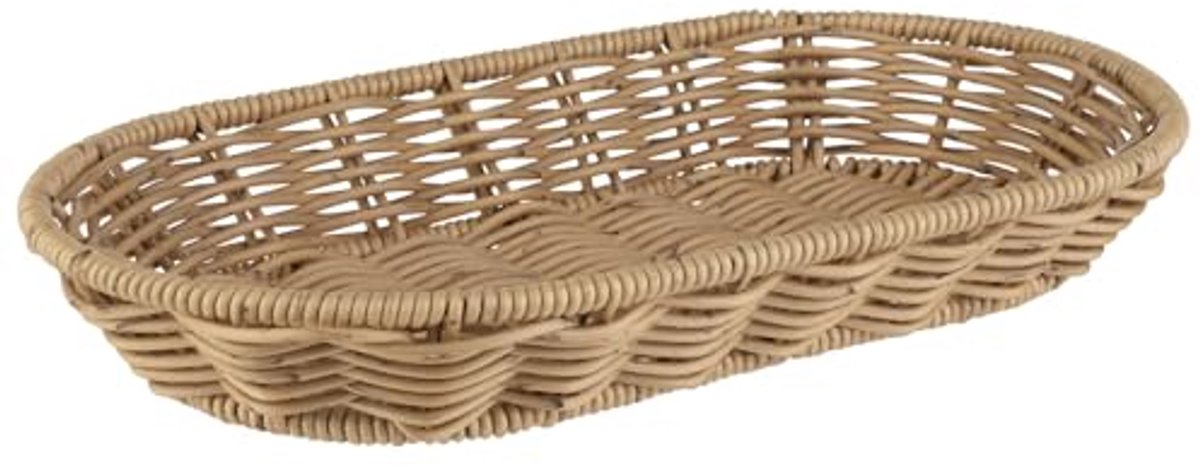 Ovale gevlochten mand voor levensmiddelen en broden - 28 x 16 cm - Beige