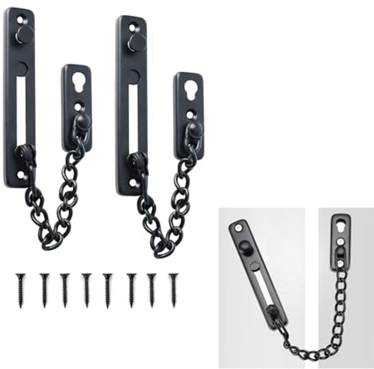Deurketting set van 2 voor inbraakbeveiliging - Veiligheidslot voor houten en metalen deuren