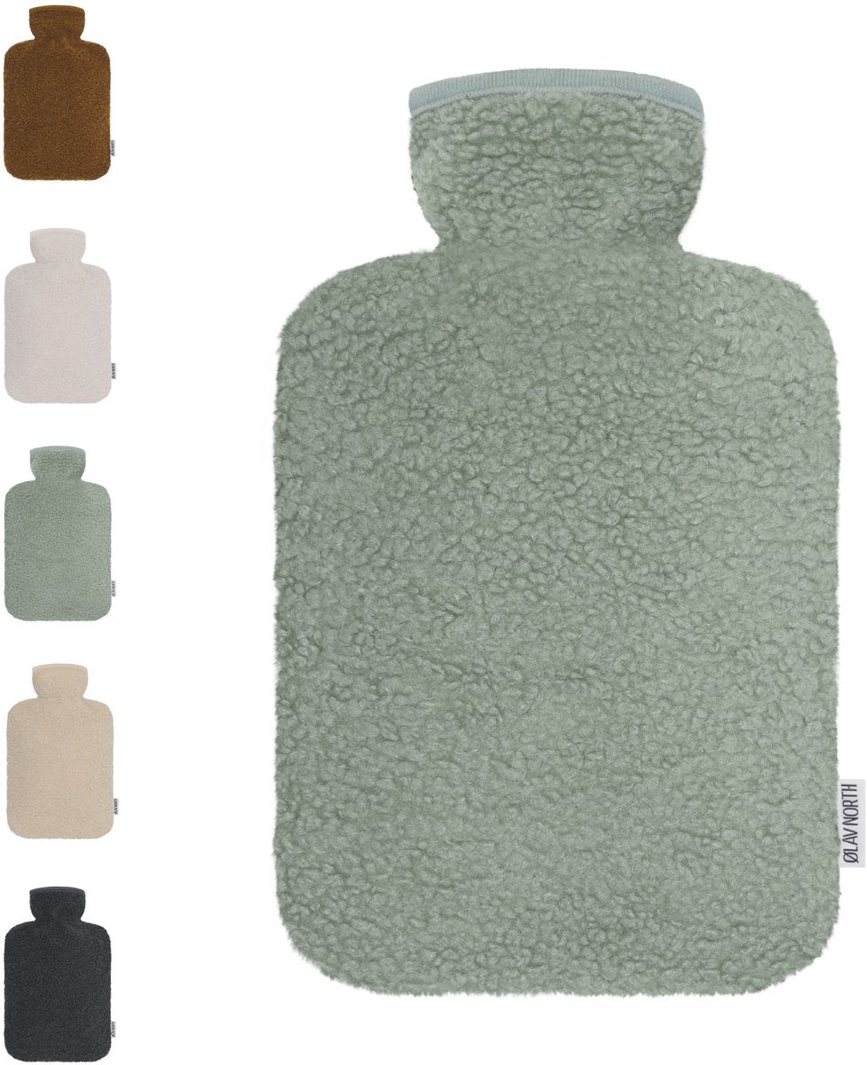 Ølav North – Kruik met Teddy Hug hoes - Incl geschenkverpakking - Tot 6 uur warmte - Warmwaterkruik - 1.8 liter – Forest Green - Cadeau voor haar, vrouw, vriendin