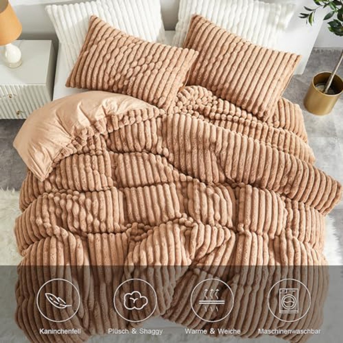 Warm pluche winterbeddengoed - 220 x 240 cm met ritssluiting