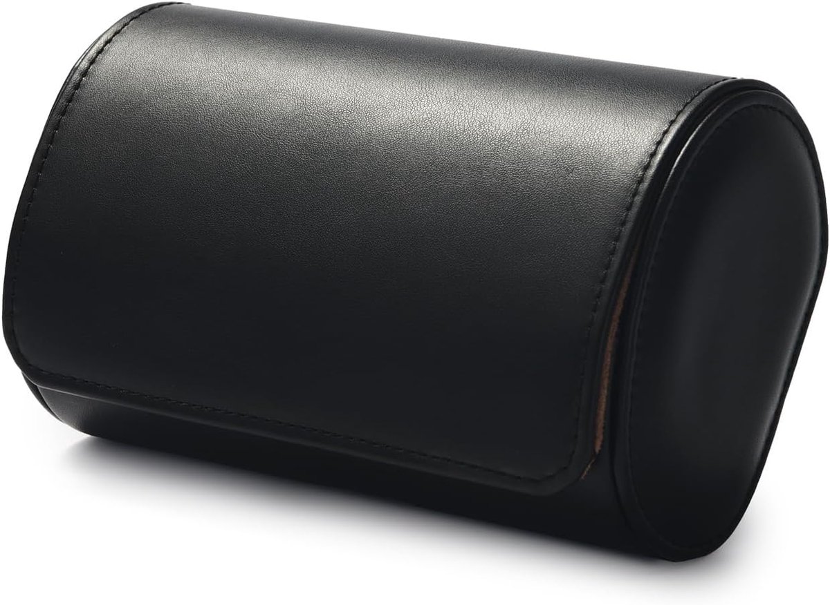 Luxe PU leren horlogerol met 2 sleuven voor horloges- cadeaudoos- kerstverjaardag (zwart)