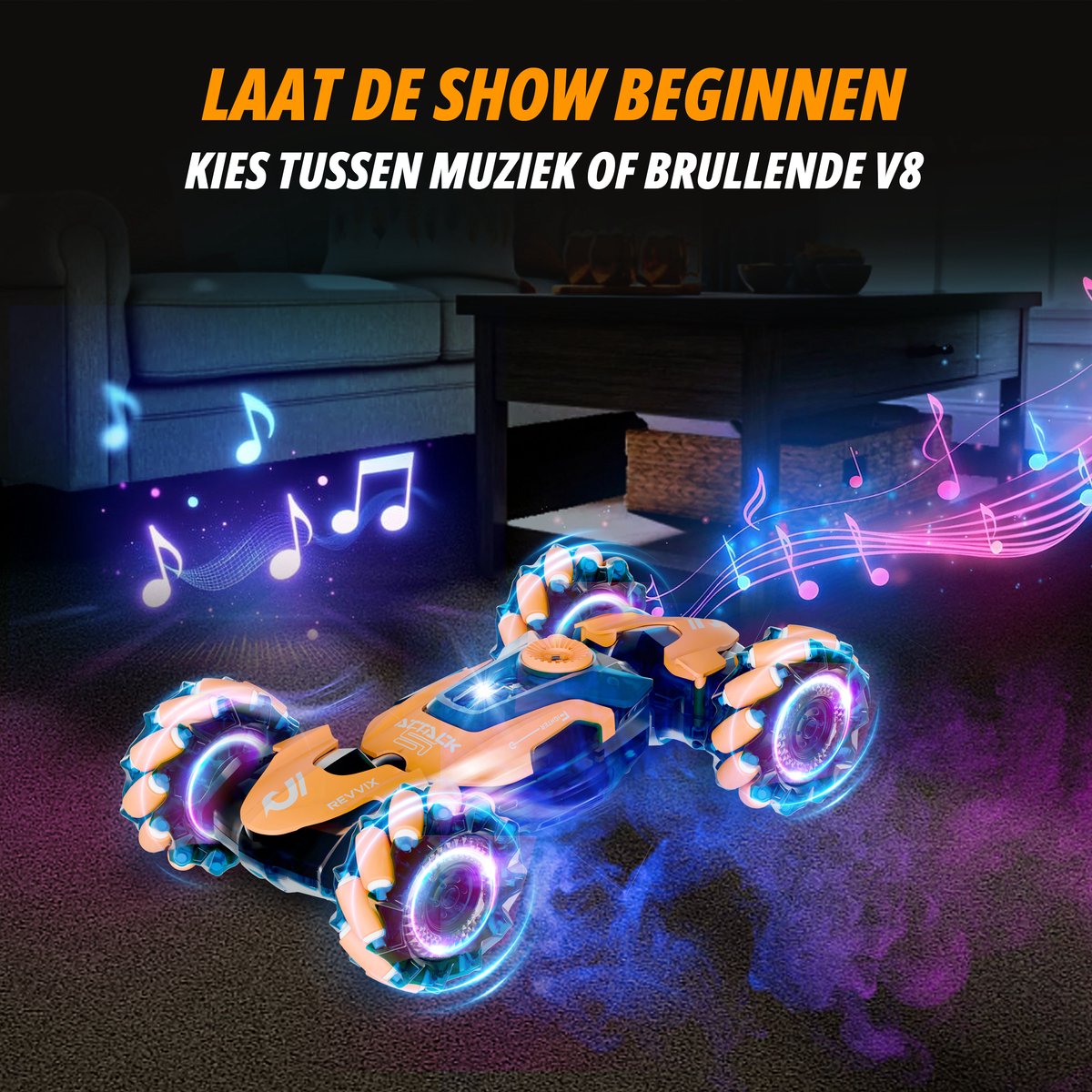Revvix Bestuurbare Auto - RC Auto - Afstandsbestuurbare auto - Radiografisch bestuurbare auto - Race auto afstandbestuurbaar - Auto afstandsbediening - Stuntauto - Rook & Licht - 2 Accu's - Buiten - voor Jongens & Volwassenen - Offroad - Drift - Car — afbeelding 8