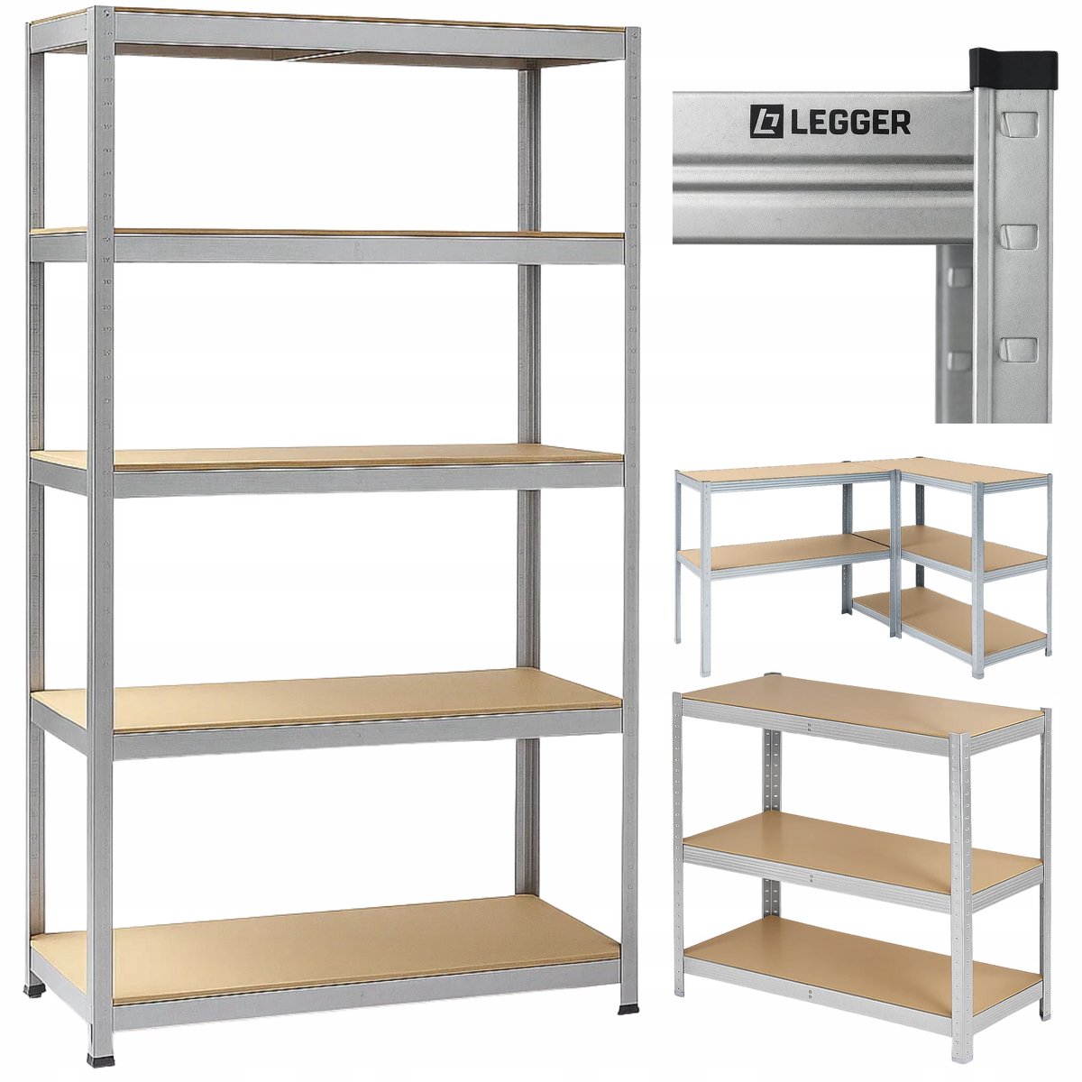 Legger Metal Legbord Magazijnrek - 5 Niveaus - 1000kg - 180x90x40cm