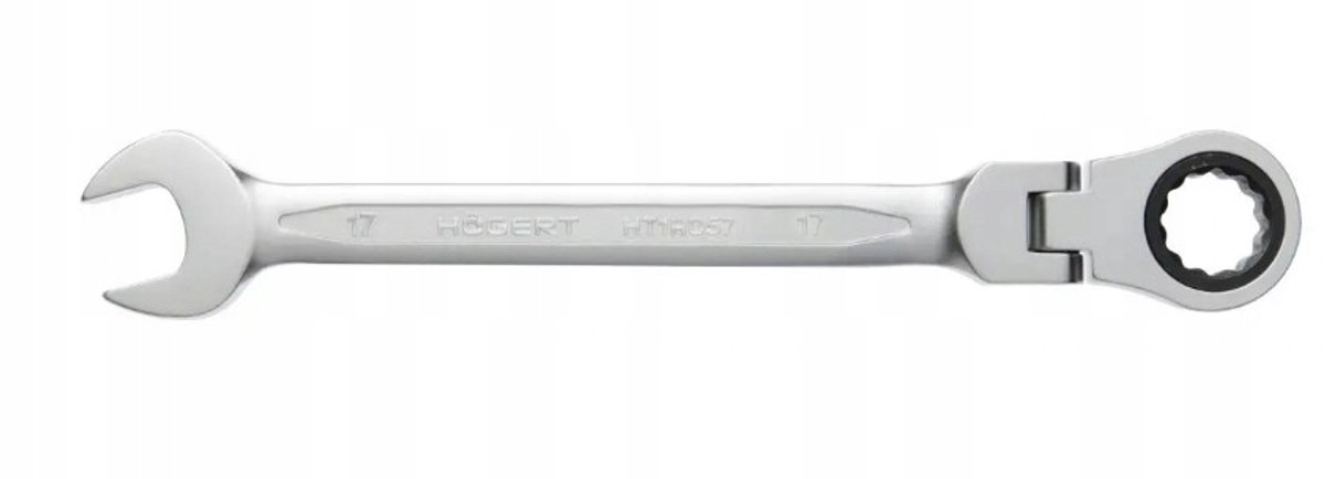HOGERT Ringsleutel met Ratel & Scharnier, 17mm, CrV Staal, 72T
