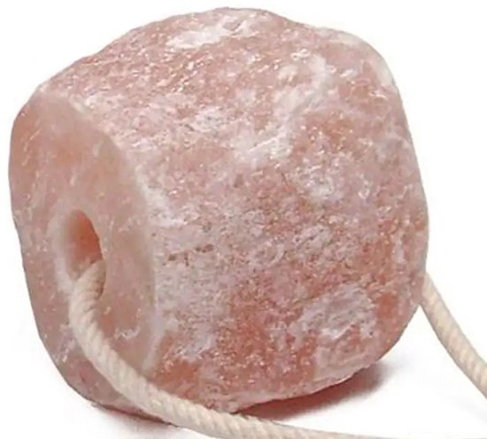 Roze Himalayazout liksteen met touw.