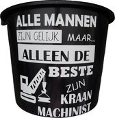 Cadeau Emmer - Kraanmachinist - 12 liter - zwart - cadeau - geschenk - gift - kado - verjaardag - Vaderdag - kerst