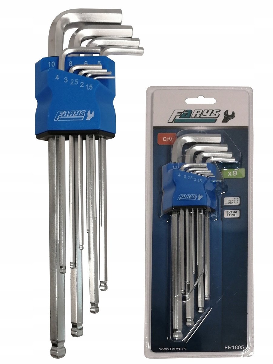 Extra lange inbussleutelset met kegelvormige kop, L-type FR1805