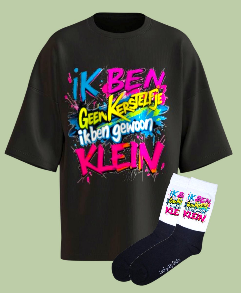Kerst Elfje - Kerstshirt - Kerstcadeau - Foute kerst trui - Kerst tshirt - Gift set met kerstsokken - Grappige kerstkleding - Kerst shirt voor man en vrouw - Kerst shirt voor dames en heren - LuckyDaySocks - Maat L