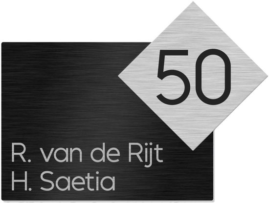 Plaque de porte d'entrée noire gravée avec numéro de maison - 25 x 19 cm - Personnalisable - Aspect Luxe - Résistante aux intempéries